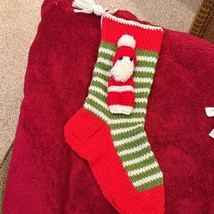 Festive Red and Green Striped Christmas Stocking